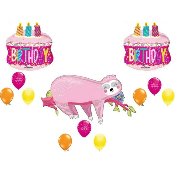 Sloth Birthday Balloons cake Zoo Jungle Safari Monkey Decorations Party Supplies