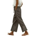 thumbnail image 5 of KALE Linen Pants Women Baggy Sweatpants Summer New Women's Casual Loose Fitting Waist And Ankle Patchwork Lace Cotton Women Pants Beige, 5 of 8