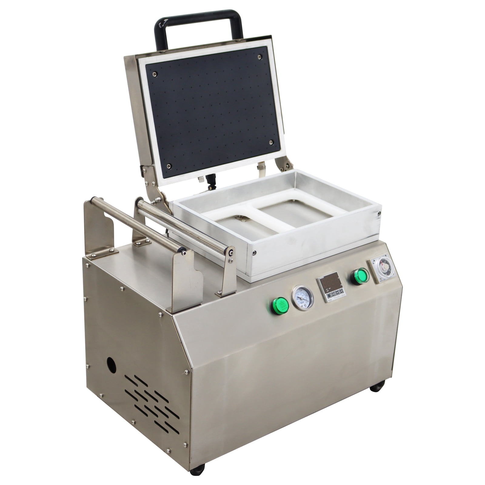 2 Slots Bench Vacuum Fitting Packaging Machine Vacuum Sealer 110V 120-320 Boxes/H Max 9.8inch Membrane Width for Meat Poultry Seafood Cheese