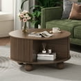 thumbnail image 6 of JOINICE Round Coffee Table with Storage and Bun Feet,Mid Century Modern Center Table,for Living Room,Walnut, 6 of 7