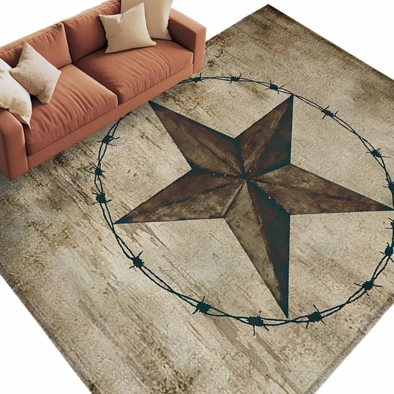 8x10 Area Rugs for Living Room, Vintage Farmhouse Non Slip Area Rugs for Kitchen Bedroom Entryway, Rustic Western Texas Star Shabby Art Washable Carpet Runner Rug Floor Mats for Bedroom Home Decor