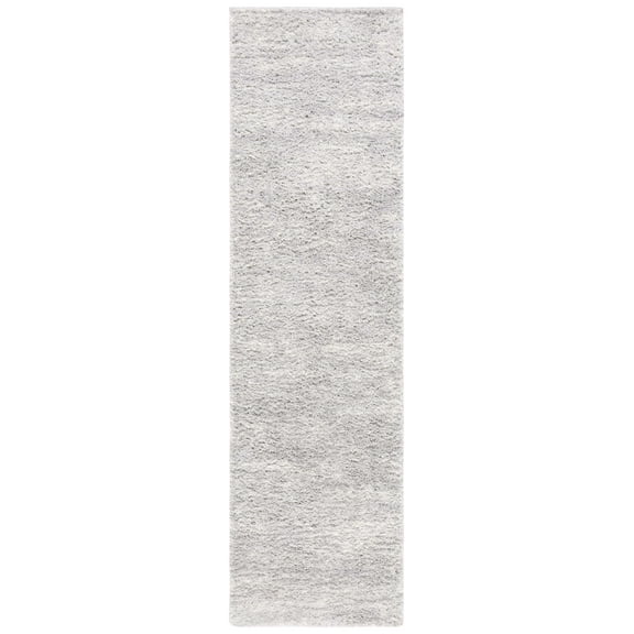 SAFAVIEH Berber Torvald Abstract Polyester Shag Runner Rug, Grey/Ivory, 2'3" x 12'