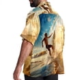 thumbnail image 3 of Surfing in Summer Men's Button Down Hawaiian Poplin Shirt Summer Beach Printed Casual Short Sleeve Unisex Shirts, 3 of 6