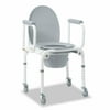Medline Drop Arm Commode with Wheels, Swing Away Arm Rest for Easy Transfer, Gray