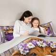 thumbnail image 4 of Manfei Cute Little Cow Bedding Comforter Set 7 Pieces for Teen, Rustic Farmhouse Animal Full Bedding Set, Purple Wooden Plank Reversible Fitted Sheet Flat Sheet, Lightweight Room Decor, 4 of 7