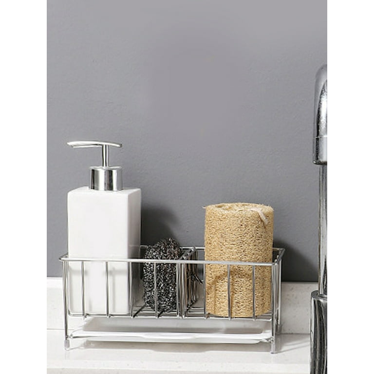 Sink Silicone Tray With drain Soap Sponge Storage Holder Countertop Sink  Scrubber Brush Soap Storage Rack Kitchen Organizer