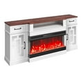 thumbnail image 3 of Choco Moon Fireplace TV Stand 80 in, 20 LED Lights, Remote Control & Timer, Brown+White, Entertainment Center for Living Room, 3 of 10