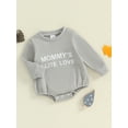 thumbnail image 2 of Suealasg Newborn Baby Boy Clothes 3 6 12 18 Months Infant Boys Fall Sweatshirt Romper Long Sleeve Letter Print Bubble Romper Bodysuit Clothes, 2 of 6