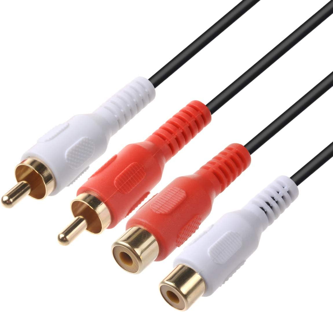RCA Extension Cable, 2RCA Audio Extender Adapter Cord Wire Coupler Male to Female Dual Red/White