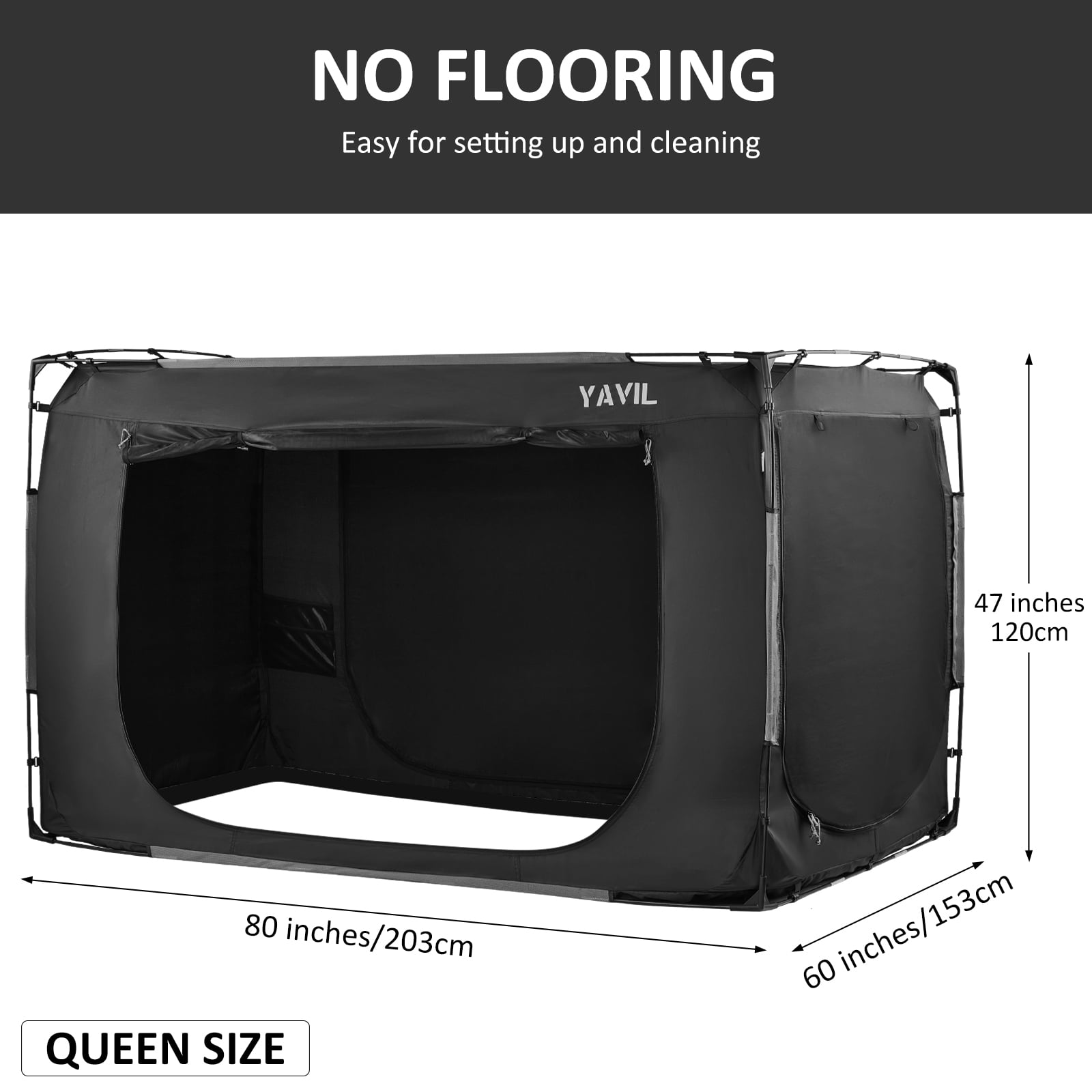 YAVIL Bed Tent Queen Size Portable Pop up Privacy Sleeping 3 Doors Bed Tent Net(Mattress Not Included)