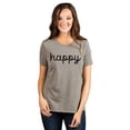thumbnail image 2 of Happy Cursive Women's Fashion Relaxed T-Shirt Tee Heather Tan Small, 2 of 3