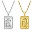thumbnail image 2 of Catholic Virgin Mary Medal Our Lady of Guadalupe 14K Yellow Gold Pendant Necklace for Women Men Gold Silver Color Male Chain Jewelry, 2 of 7