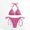 Pink, variant on Solid Color 2 Piece Swimwear Bikini Set for Women Featuring Hanging Neck Triangle Top and String Cheeky Thong Bathing Suits