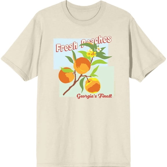 Natural World Fresh Peaches Georgia's Finest Men's Natural Crew Neck Short Sleeve Tee-XXL