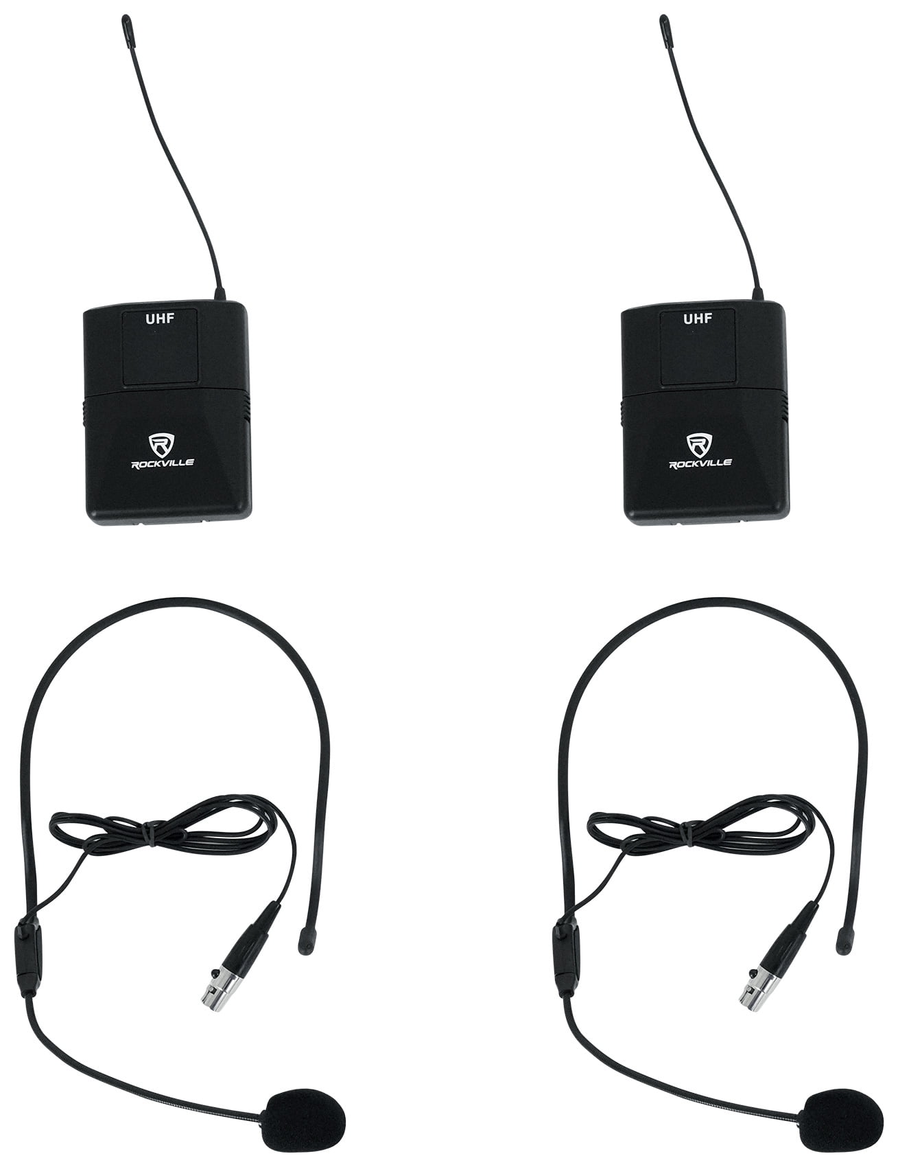 Rockville RWM-4Z Quad Wireless UHF Handheld/Headset Microphone System 20 Channel