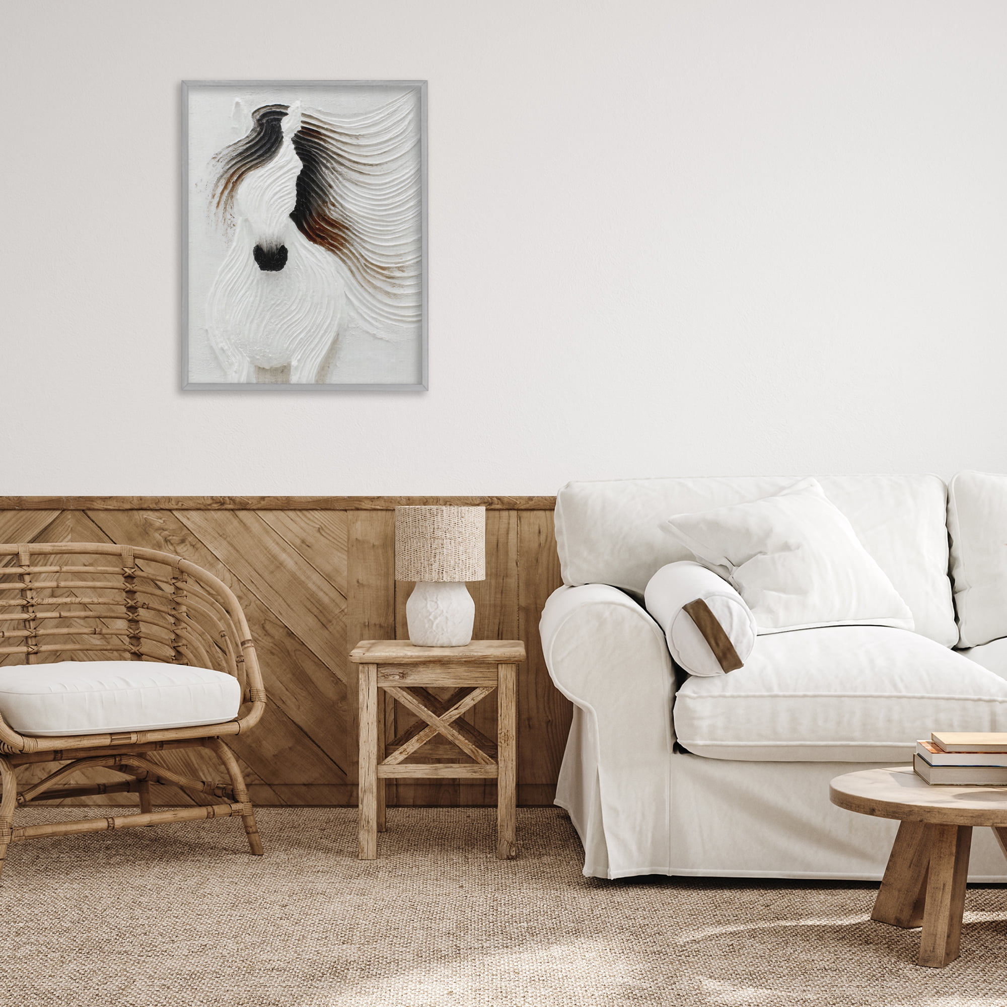 Stupell Industries Grooved Horse in Flowing Motion Gray Framed Giclee Art, design by Ink Drop Loft