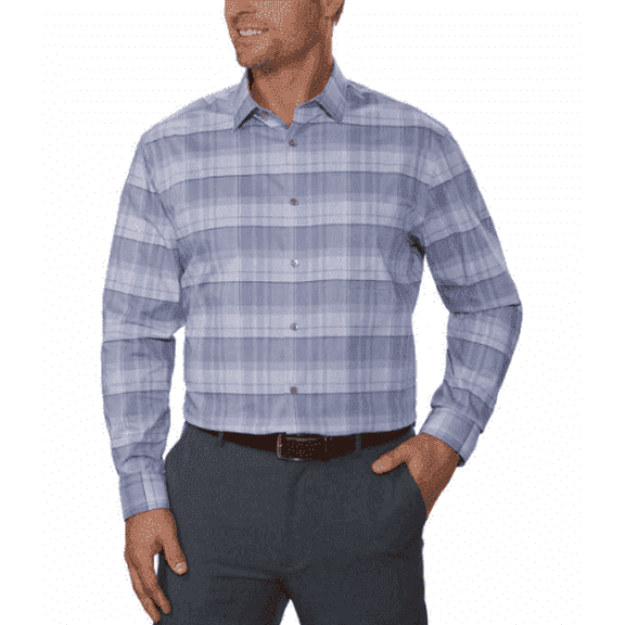 Calvin Klein Men's Dress Shirt Wrinkle Free (Lilac/Grey/White, L-16-16.5x32/33)