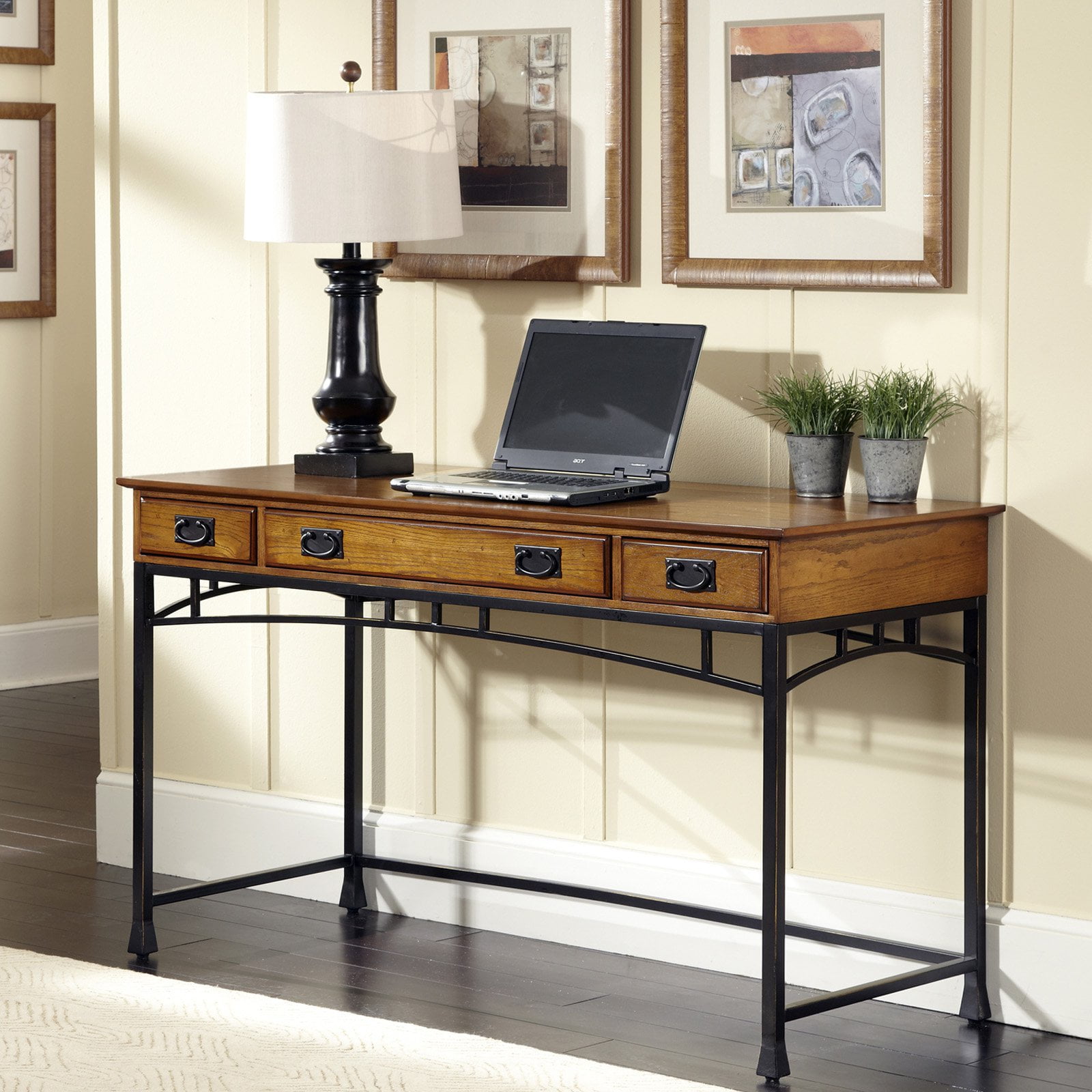 modern grey desk with drawers