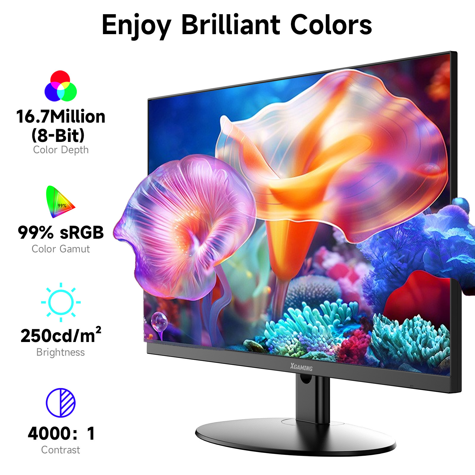 Krocisen 25" FHD 100Hz Monitor for Gaming and Office,Computer Monitor Ultra-Thin Design, 1ms MPRT, Eye-Care, FreeSync, Built-in Speakers, HDMI/VGA Ports