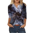 thumbnail image 2 of SELONE 3/4 Sleeve Shirts for Women Three-Quarter Sleeve Tops Blouses Regular Fit T Shirts Pullover Tees Tops Abstract Print T-Shirts Crew Neck Tops Casual Blouses Button Down T Shirts Gray XL, 2 of 5