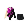thumbnail image 3 of Hansber Women Adult Gymnastic Leotard Dance Leotard with Shorts 2Pcs Gymnastic Suit Dance Biketard Hot Pink L, 3 of 5