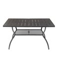 thumbnail image 2 of IVV Patio Dining Table Outdoor Steel Rectangular Table with Umbrella Hole and Storage Mesh Shelf, 59.06"L x 35.43"W x 29.53"H - Black, 2 of 5