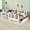 thumbnail image 2 of Twin-Over-Full Bunk Bed with Safety Rail,,Solid Wood Bunk Bed Frame with Ladders and Two Drawers,Multifunctional Bunk Bed for Boys and Girls, Teens and Adults,White, 2 of 7