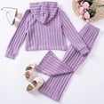 thumbnail image 5 of Ulanda Kid Girl Clothes Fall Long Sleeve Hoodie Sweatshirt Flared Pants Set Casual 2 Piece Bell Bottom Outfits Tracksuit (Purple, 5-6 Years), 5 of 6