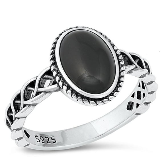 CHOOSE YOUR COLOR Bali Cocktail Simulated Black Onyx Wholesale Ring .925 Sterling Silver Band CZ Female Size 9