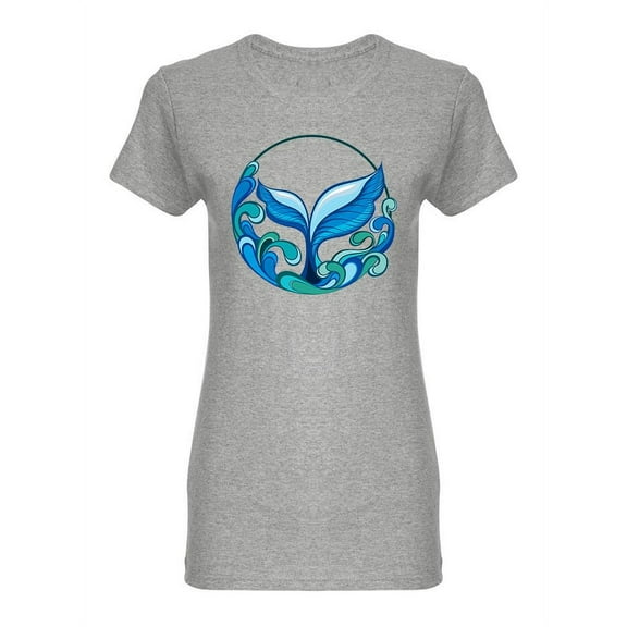 Whale Tail In Sea Waves Shaped T-Shirt Women -Image by Shutterstock, Female Small