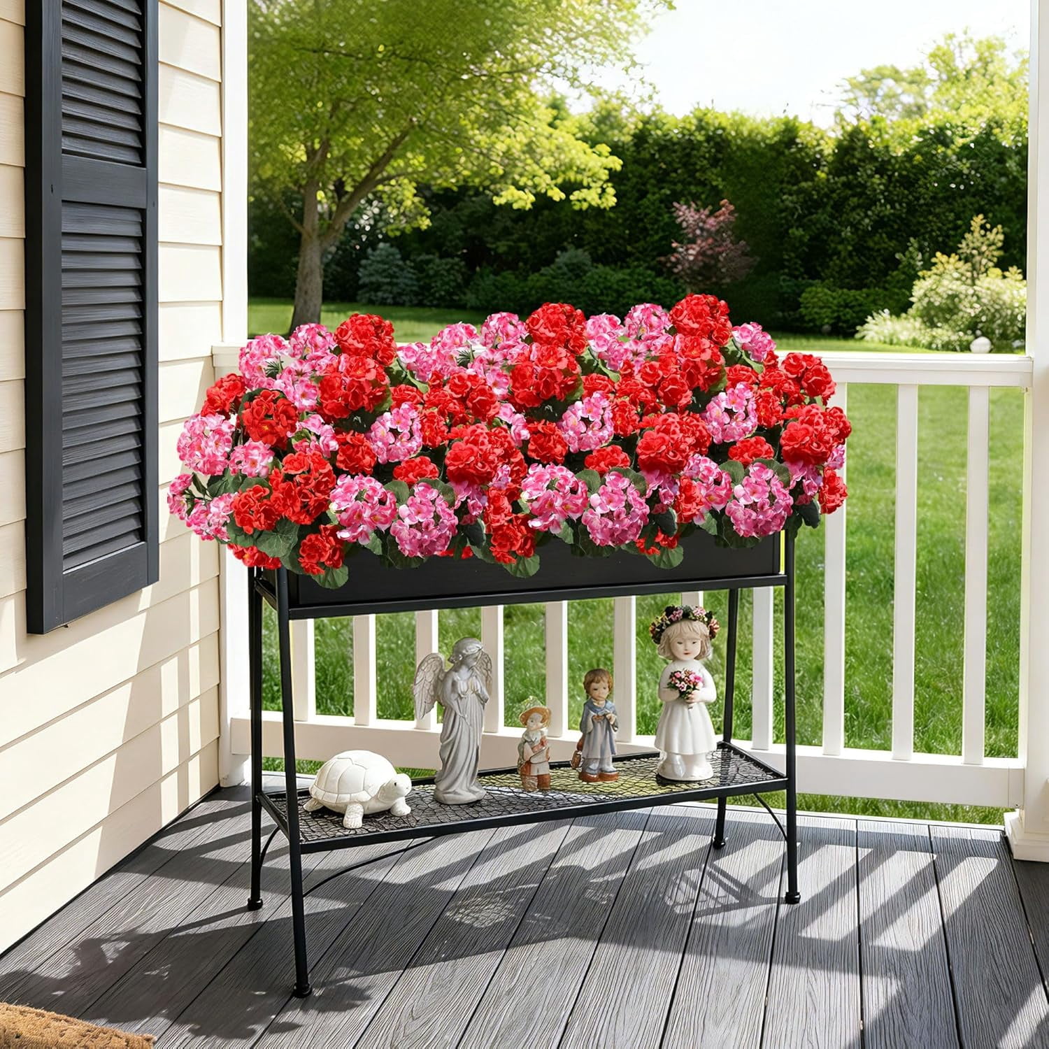Fake Geraniums Artificial Flowers for Outdoors, 6 Bundles Silk Geraniums Flowers Realistic UV Resistant Fake Plants Faux Flowers