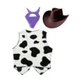 thumbnail image 2 of Aislor Cowboy Cowgirl Waistcoat Cow Flannel Vest Coat Halloween Carnival Fancy Dress Up Party Set Purple 4, 2 of 6