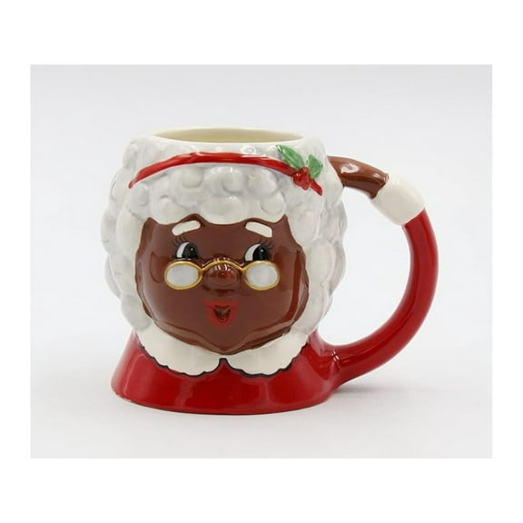 Mrs. Claus Mug - African American Santa Christmas Ceramic Mug 5.5 Inch - Festive Holiday Decor - Unique Gift Idea - Hand Painted Collectible
