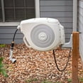 thumbnail image 3 of Vego Garden Hose Reel Retractable Hi-Flow x 100ft Wall Mounted Automatic Rewind, Any Length Lock with 9 Patterns Sprayer Nozzle, Quick Connector and Adjustable shot Nozzle-Cloud White, 3 of 8