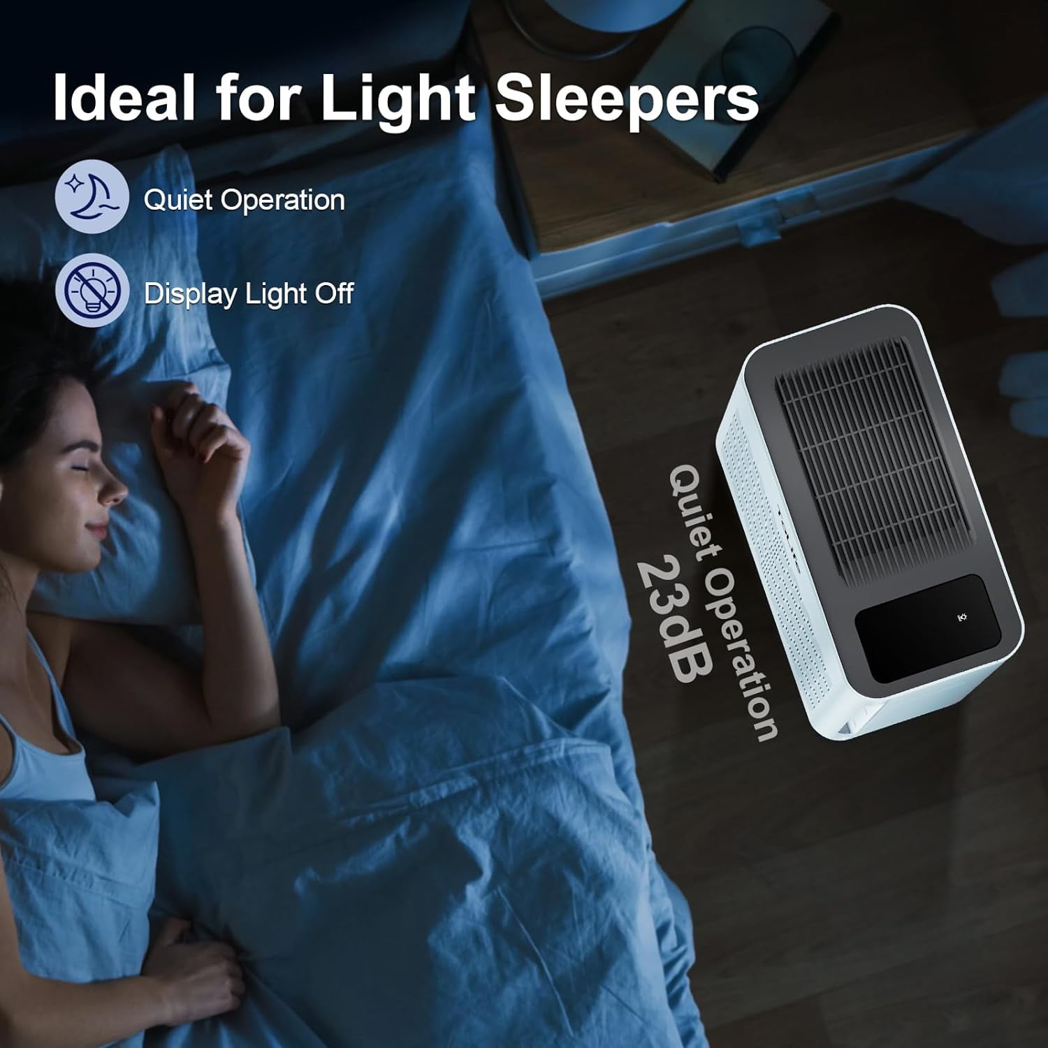 ToLife HEPA Air Purifiers for Home Large Room with Light (1095 Sq. Ft) Remove 99.97% of Pet Hair Odor Dust Smoke Pollen, White