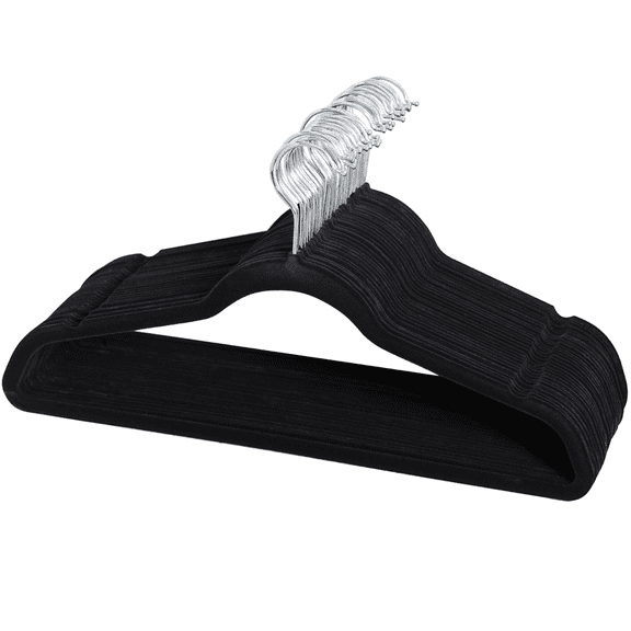 Renwick 100 Pieces Non Slip Velvet Clothing Hangers for All Ages, Black