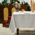 thumbnail image 3 of Sanmadrola Rectangle Table Cloth Waterproof Linen Textured Tablecloth with Tassels Decorative Tablecloths Farmhouse Table Cover for Dining Party Buffet Wedding, 55 x 71 Inch, 3 of 10