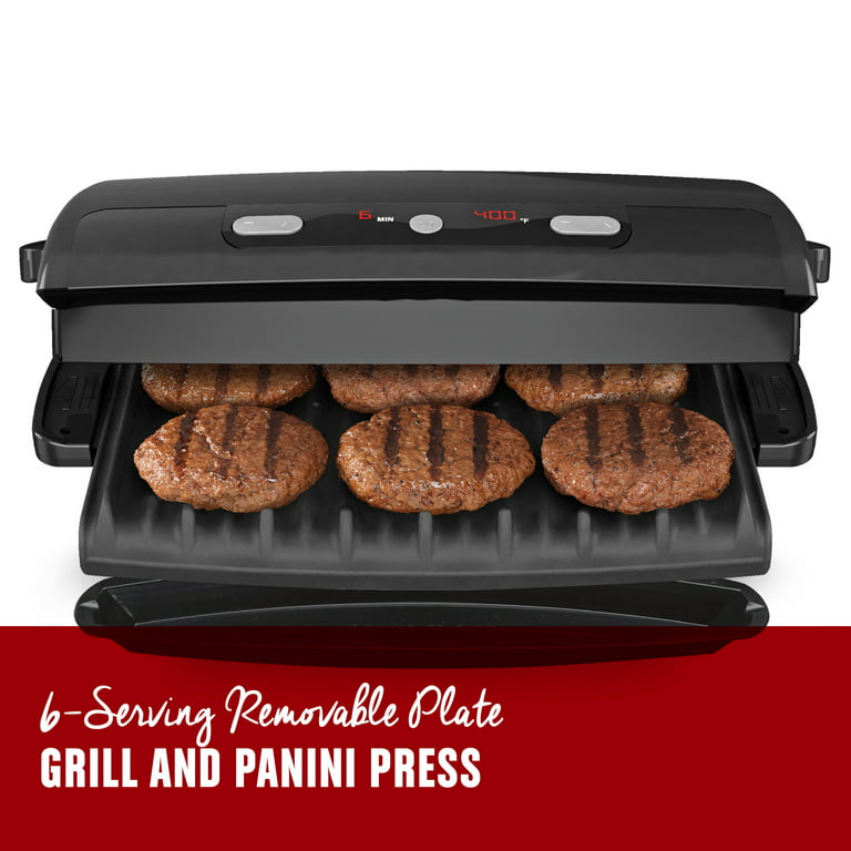 NEW George Foreman 5-Serving Removable Plate Electric Indoor Grill Panini  Press