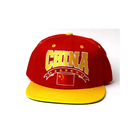Country China Adjustable Snapbback Hat - Red/Yellow