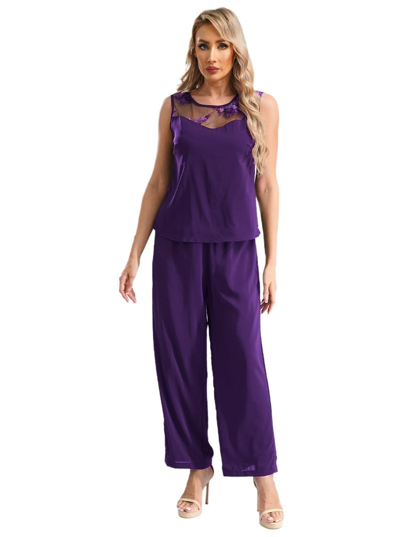 Miutii Women's 3 Pieces Mother of The Bride Dress Pant Suits Chiffon Plus Size Formal Evening Party Purple M - Walmart.com Miutii Women's 3 Pieces Mother of The Bride Dress Pant Suits Chiffon Plus Size Formal Evening Party Purple M - Walmart.com