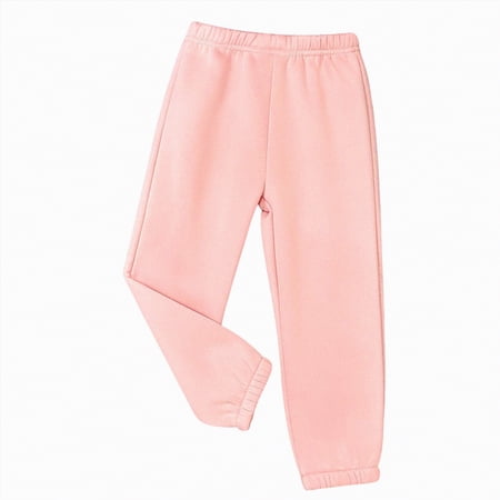 Yindaity Girls Sweatpants Size 10-12 Girls Wide Leg Sweatpants with High Waist Baggy Track Sweat Pants for Kids to Teens(Pink 6-7 Years)