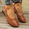 thumbnail image 4 of Wedge Dress Shoes for Women Ladies 2025 Spring Leather Pointed Toe Low Heel Ballet Flat Slip on Dressy Shoes, 4 of 9