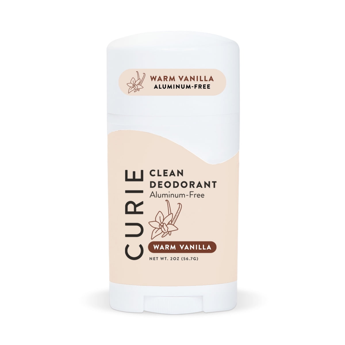(3 pack) Curie Natural Deodorant Stick, Warm Vanilla, Aluminum-Free, for Men and Women, 2 oz