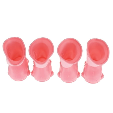 WHAMVOX 4 Pcs Pet Rain Shoes Outdoor Boot Puppy Dog Boots Booties Pink