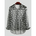 thumbnail image 3 of INCERUN Men's Long Sleeve Mesh See Through Casual Party Night Club Fancy Dress Shirt, 3 of 12