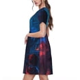 thumbnail image 2 of Easygdp Spooky Halloween Night Scene para Vestido Transpirable de Mujer, Vestido Suelto de Manga Corta con Pliegues y Bolsillos para el Verano, 2 of 6