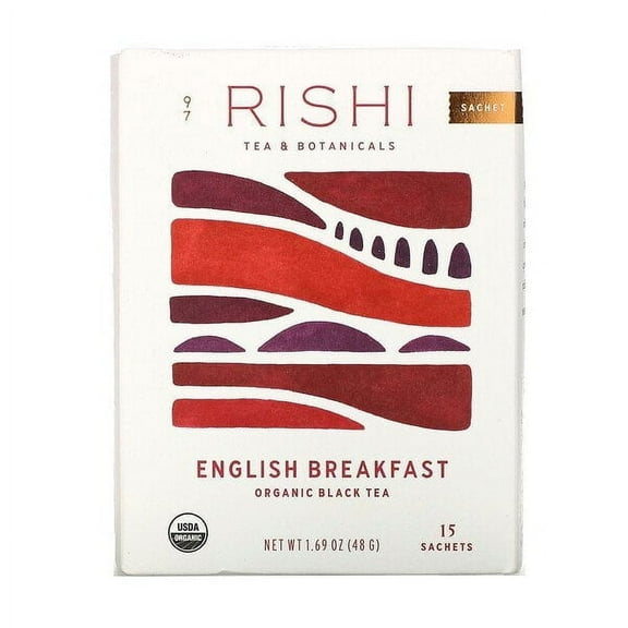 Rishi Tea, Organic Black Tea, English Breakfast, 15 Sachets, 1.69 oz Pack of 4
