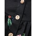 thumbnail image 2 of Sunloudy - Camiseta larga con cuello henley para mujer, camisetas de manga corta con estampado de flores, rayas, llamas y oro Sunloudy  S M L XL XXL, 2 of 8