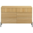 thumbnail image 2 of Wampat 6 Drawers Dresser for Bedroom, Wood Chest of Drawers with Fluted Panel, Modern Storage Cabinet Dresser Organizer for Living Room, Entryway, Oak, 2 of 9