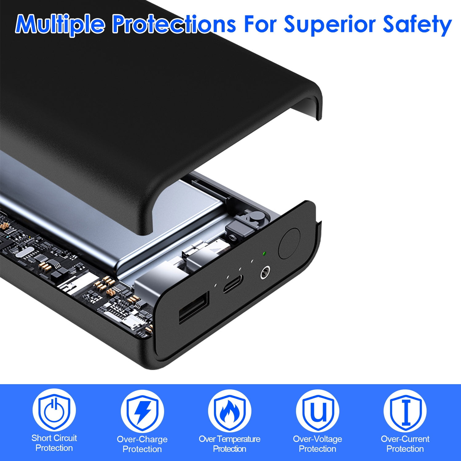 Moclever 5V/2A Heated Vest Power Bank, DC 7.4V/2A 20000mAh Battery Pack for Heated Vest Jacket Scarf Pants, Black
